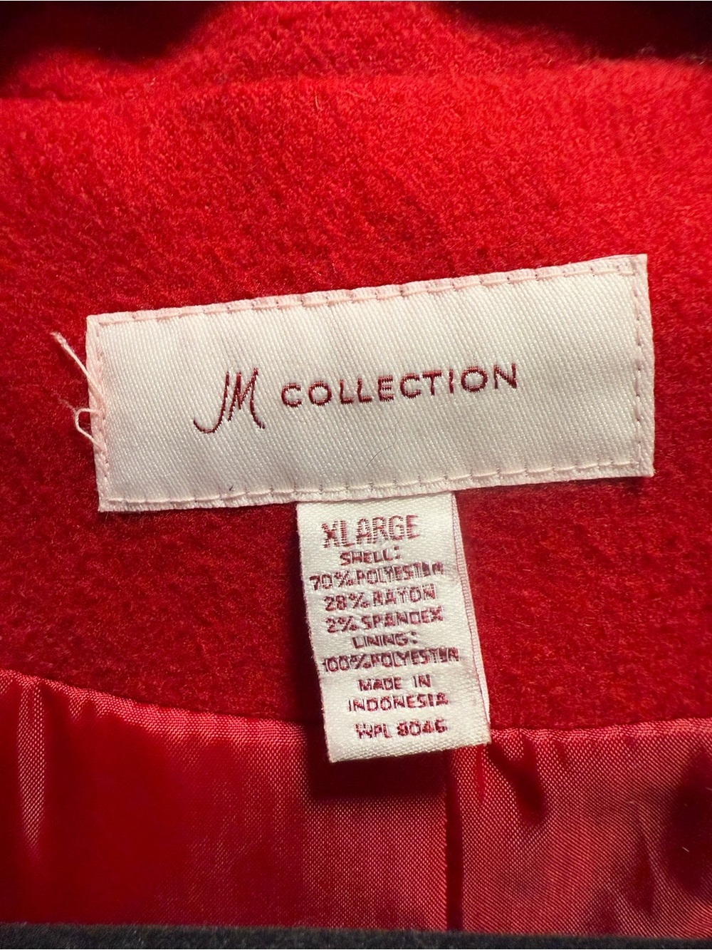 JM Collection Red Shawl-Collar Button Pea Coat size XL - Picture 2 of 5